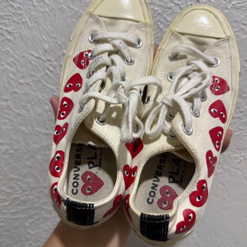 Converse Comme des GARCONS PLAY hidden heart low top sneaker size 6 see yellowin - Picture 5 of 8